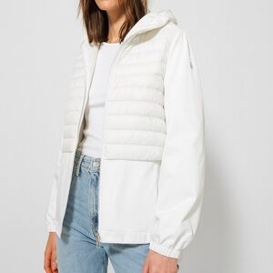 Duno white mixed media cropped puff down jacket